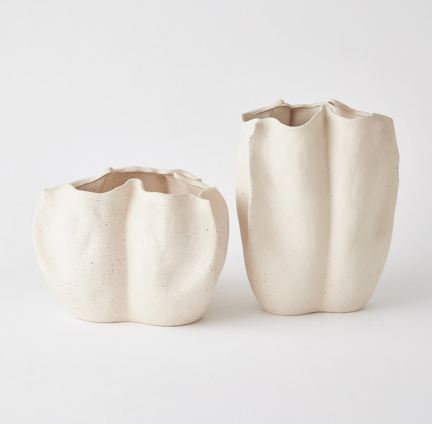 PINCHED VASE IVORY TALL