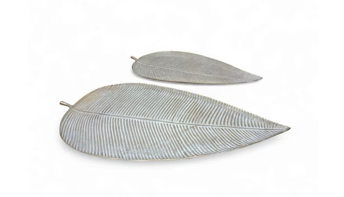 METAL PALM LEAF LARGE WASH GOLD