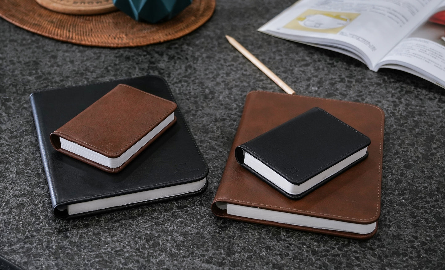 Large Smart Book Black Leather