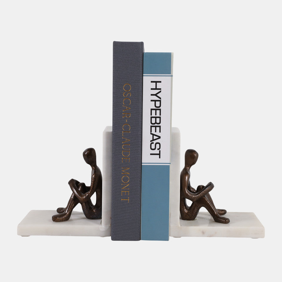 MAN READING BOOKENDS
