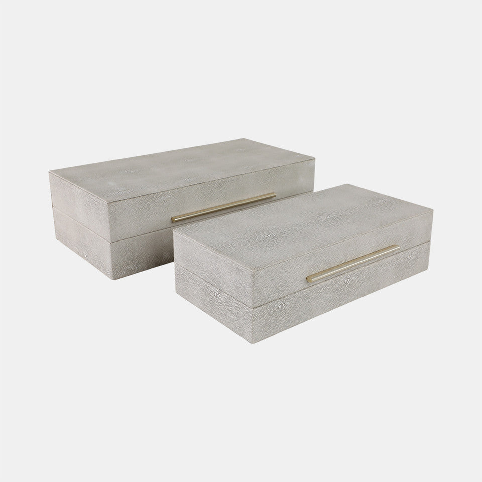 RECTANGULAR SHAGREEN BOXES SET/2