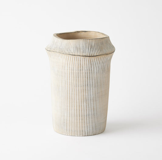 VERTICAL EDGE CEMENT VASE LG