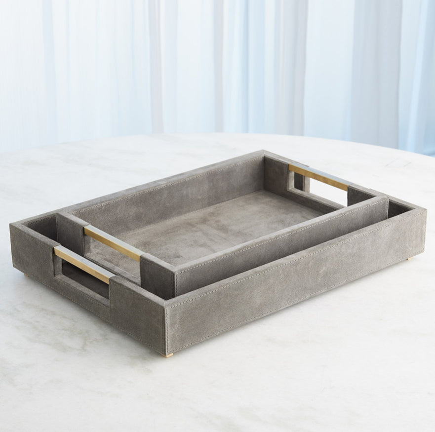 POSH TRAY GREY SUEDE LG