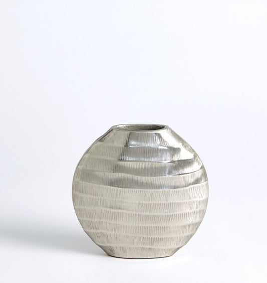 CHASED OVAL VASE NICKEL SM