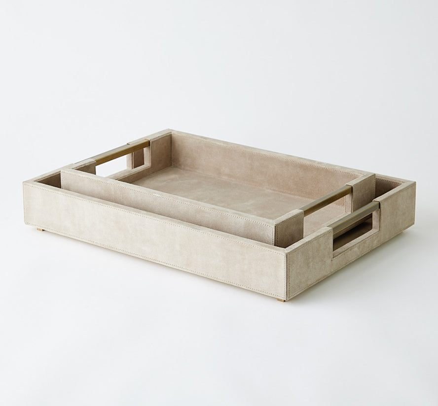 POSH TRAY PARCHMENT SUEDE SM
