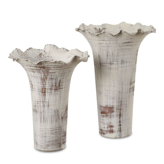 RUFFLED PETAL VASES SET/2