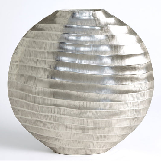 CHASED OVAL VASE NICKEL MED