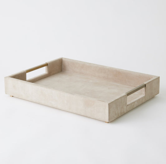 POSH TRAY PARCHMENT SUEDE LG