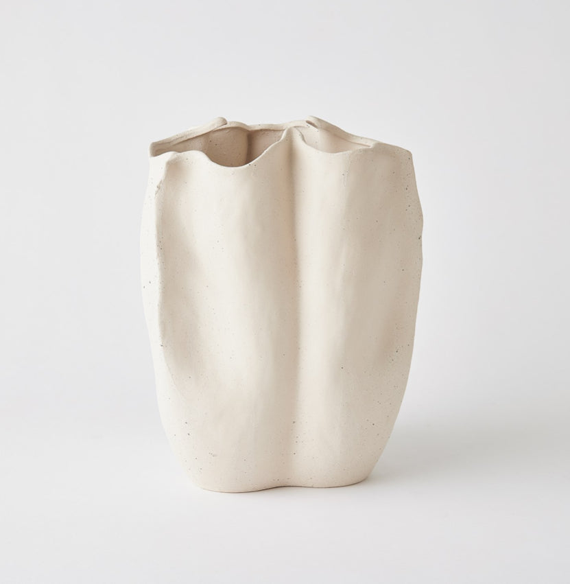 PINCHED VASE IVORY TALL
