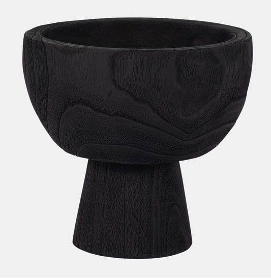 WOOD BOWL W/STAND BLACK