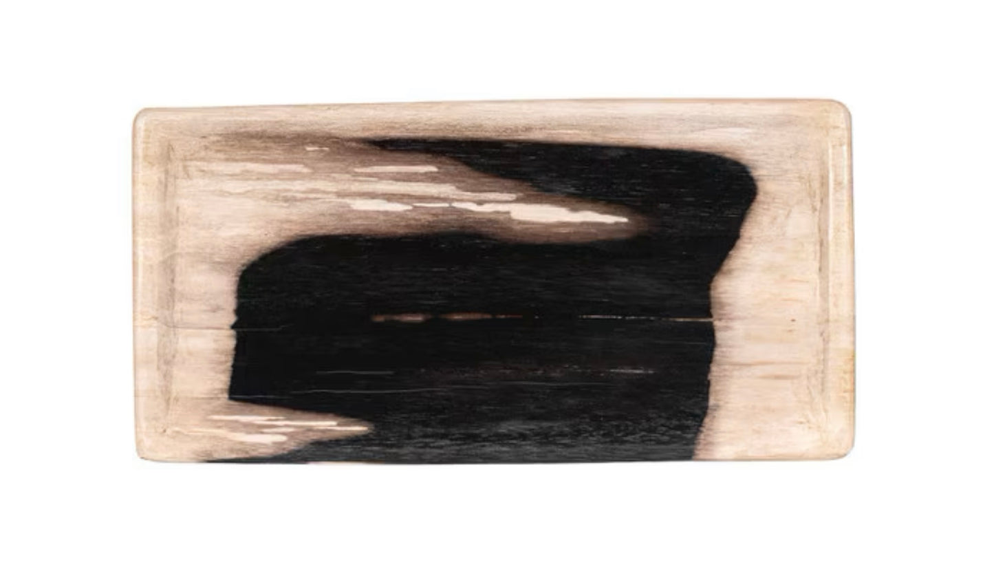 PETRIFIED WOOD TRAY BLACK/CREAM