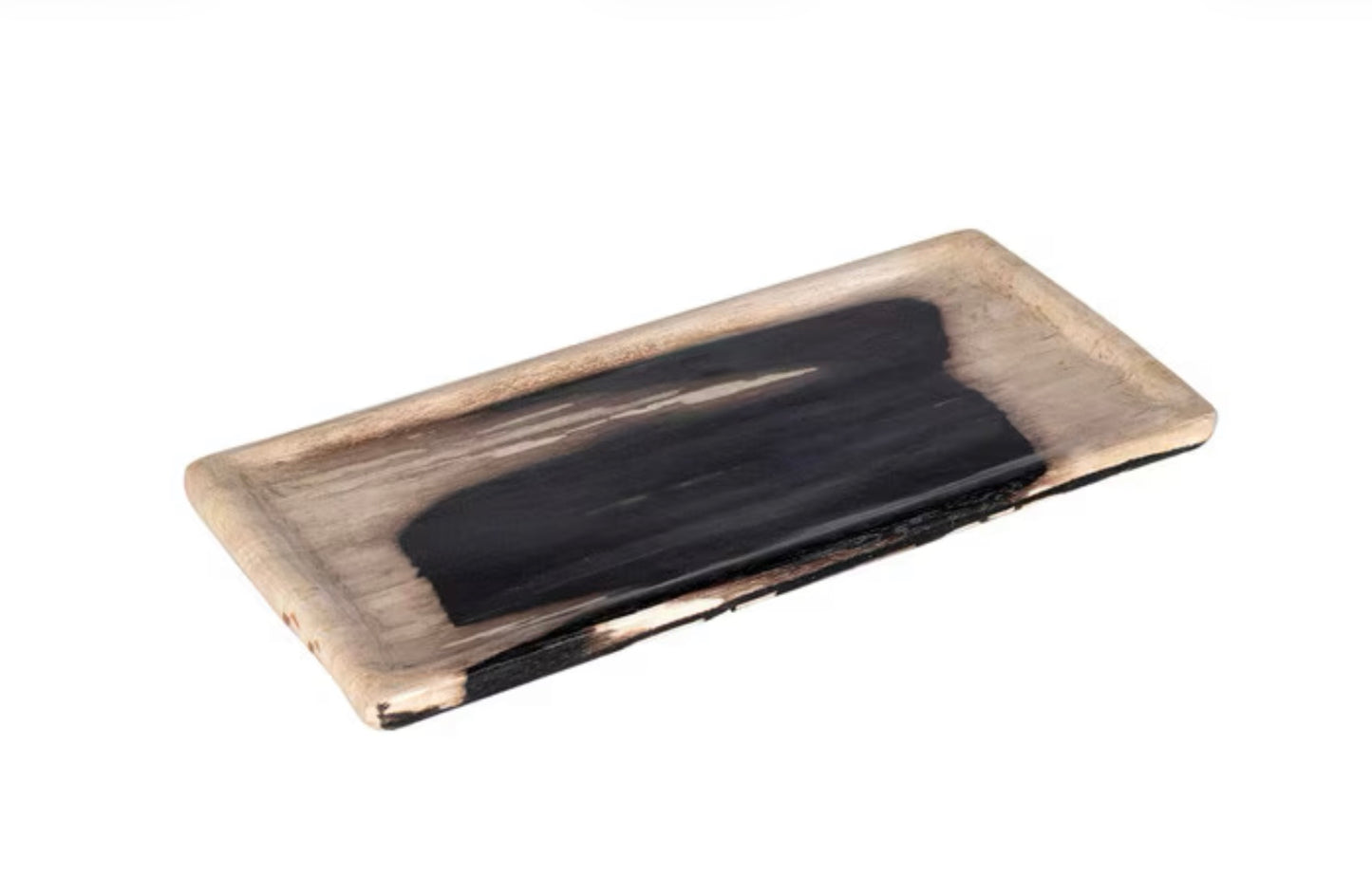 PETRIFIED WOOD TRAY BLACK/CREAM