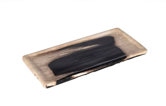 PETRIFIED WOOD TRAY BLACK/CREAM