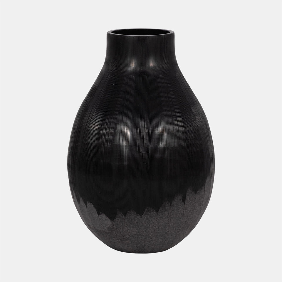 ETCHED VASE BLACK 12”