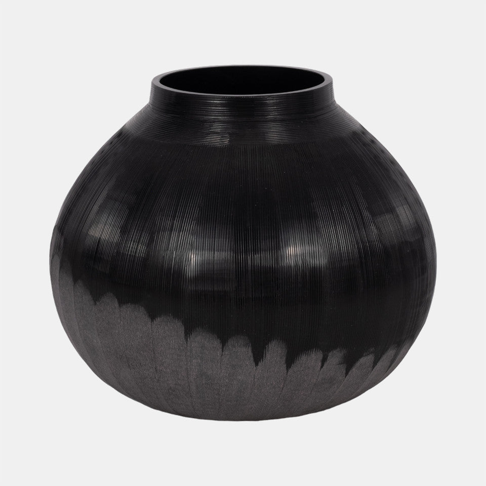 ETCHED VASE BLACK 9”