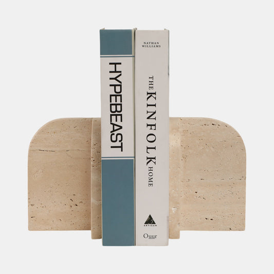 TRAVERTINE BOOKENDS TAN