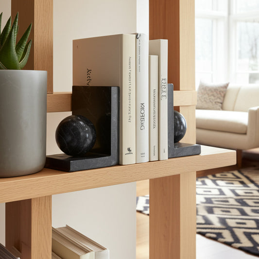 MARBLE BOOKENDS WITH ORB