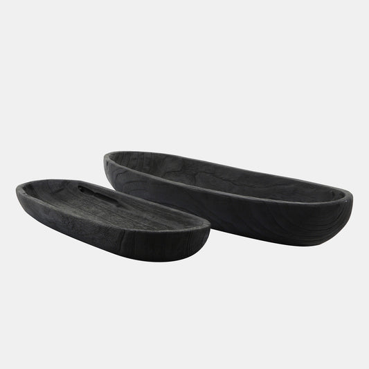 WOOD DECOR PLATES SET/2