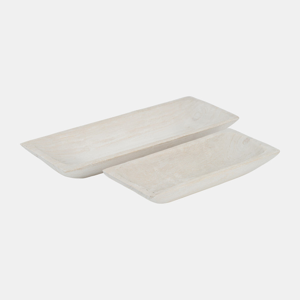 WOOD RECTANGULAR TRAY SET/2