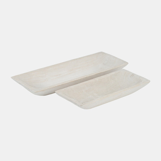 WOOD RECTANGULAR TRAY SET/2