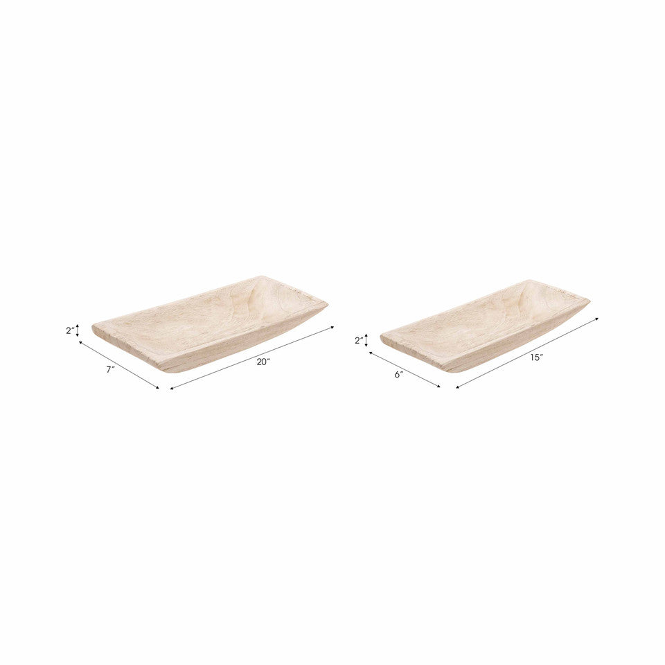 WOOD RECTANGULAR TRAY SET/2