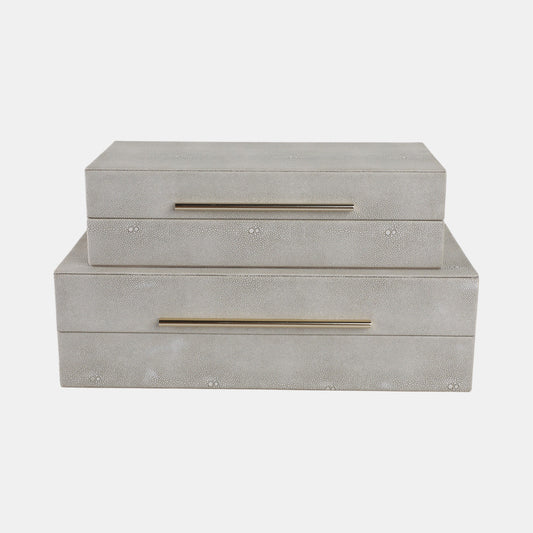 RECTANGULAR SHAGREEN BOXES SET/2