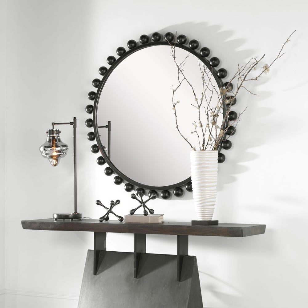 CYRA BLACK ROUND MIRROR