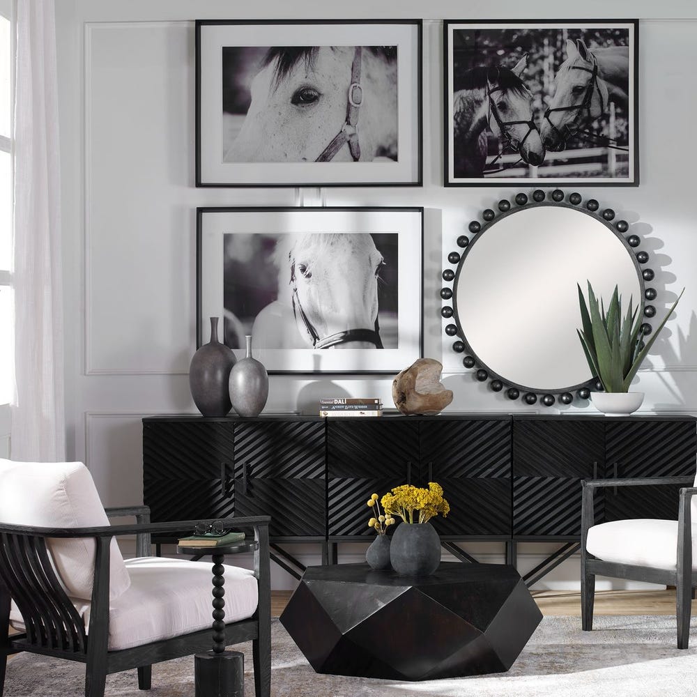 CYRA BLACK ROUND MIRROR