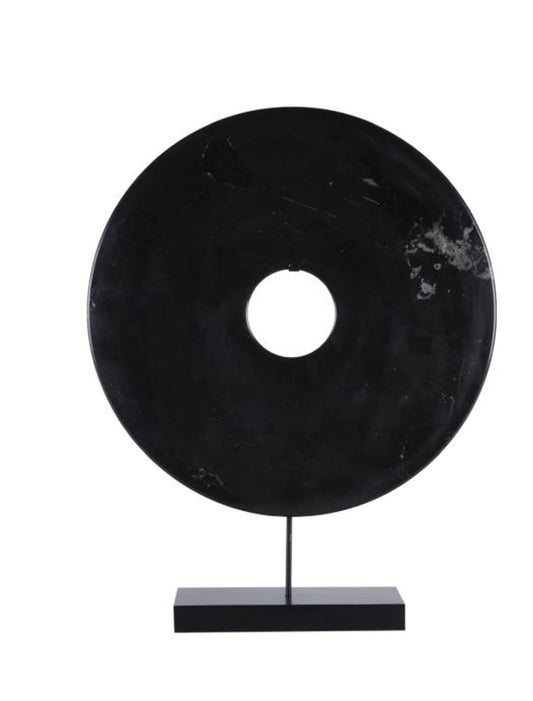 Marble Disk Statue Black 24"