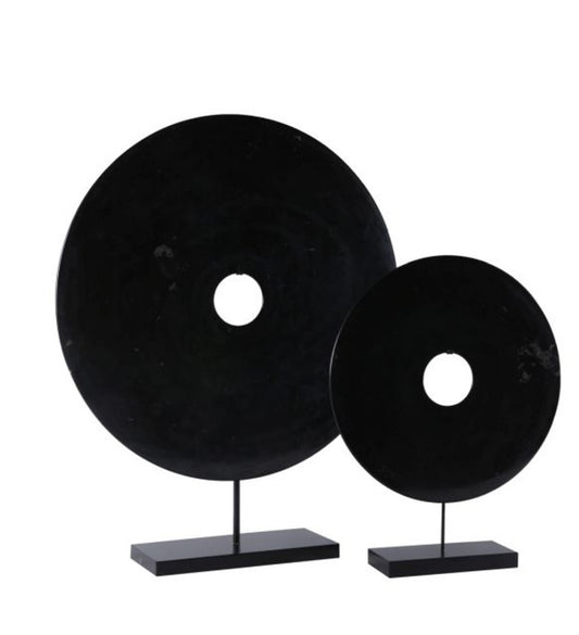 Marble Disk Statue Black 16"