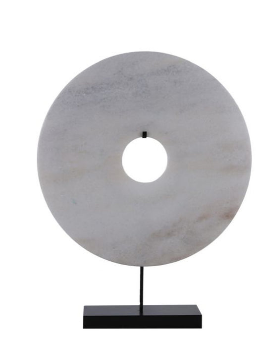 Marble Disk Statue White 12"